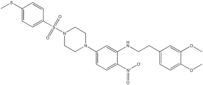 N-[2-(3,4-dimethoxyphenyl)ethyl]-5-[4-(4-methylsulfanylphenyl)sulfonylpiperazin-1-yl]-2-nitroaniline Struktur