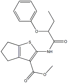 methyl 2-(2-phenoxybutanoylamino)-5,6-dihydro-4H-cyclopenta[b]thiophene-3-carboxylate Struktur