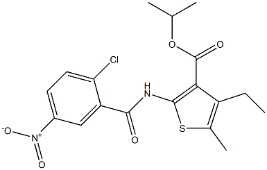 propan-2-yl 2-[(2-chloro-5-nitrobenzoyl)amino]-4-ethyl-5-methylthiophene-3-carboxylate Struktur