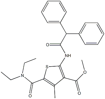 methyl 5-(diethylcarbamoyl)-2-[(2,2-diphenylacetyl)amino]-4-methylthiophene-3-carboxylate Struktur