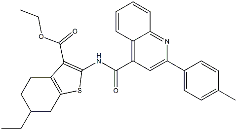 ethyl 6-ethyl-2-[[2-(4-methylphenyl)quinoline-4-carbonyl]amino]-4,5,6,7-tetrahydro-1-benzothiophene-3-carboxylate Struktur