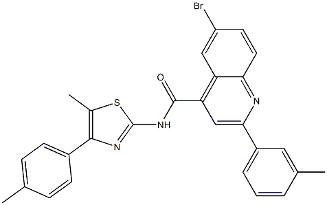 6-bromo-N-[5-methyl-4-(4-methylphenyl)-1,3-thiazol-2-yl]-2-(3-methylphenyl)quinoline-4-carboxamide Struktur