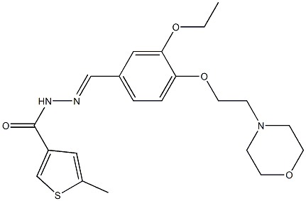 N-[(E)-[3-ethoxy-4-(2-morpholin-4-ylethoxy)phenyl]methylideneamino]-5-methylthiophene-3-carboxamide Struktur