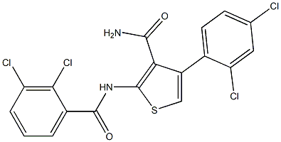 2-[(2,3-dichlorobenzoyl)amino]-4-(2,4-dichlorophenyl)thiophene-3-carboxamide Struktur