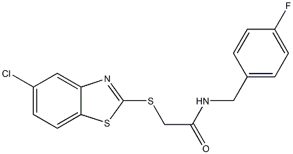 2-[(5-chloro-1,3-benzothiazol-2-yl)sulfanyl]-N-[(4-fluorophenyl)methyl]acetamide Struktur