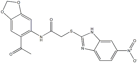 N-(6-acetyl-1,3-benzodioxol-5-yl)-2-[(6-nitro-1H-benzimidazol-2-yl)sulfanyl]acetamide Struktur