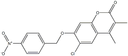 6-chloro-3,4-dimethyl-7-[(4-nitrophenyl)methoxy]chromen-2-one Struktur