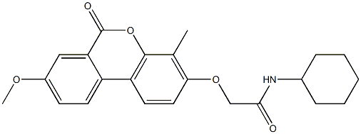 N-cyclohexyl-2-(8-methoxy-4-methyl-6-oxobenzo[c]chromen-3-yl)oxyacetamide Struktur