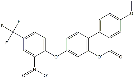 8-methoxy-3-[2-nitro-4-(trifluoromethyl)phenoxy]benzo[c]chromen-6-one Struktur