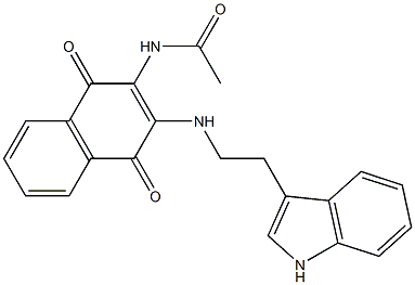 N-[3-[2-(1H-indol-3-yl)ethylamino]-1,4-dioxonaphthalen-2-yl]acetamide Struktur