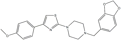 2-[4-(1,3-benzodioxol-5-ylmethyl)piperazin-1-yl]-4-(4-methoxyphenyl)-1,3-thiazole Struktur