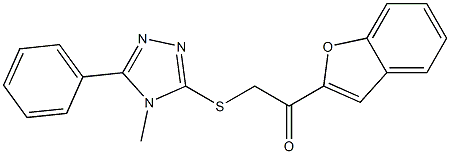 1-(1-benzofuran-2-yl)-2-[(4-methyl-5-phenyl-1,2,4-triazol-3-yl)sulfanyl]ethanone Struktur