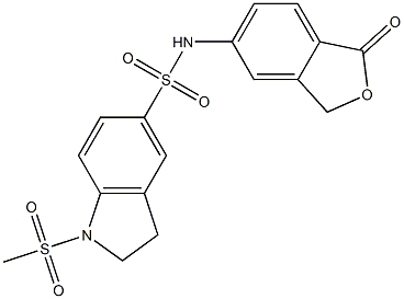 1-methylsulfonyl-N-(1-oxo-3H-2-benzofuran-5-yl)-2,3-dihydroindole-5-sulfonamide Struktur