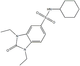 N-cyclohexyl-1,3-diethyl-2-oxobenzimidazole-5-sulfonamide Struktur