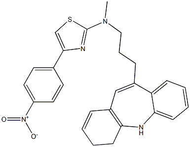 N-[3-(5,6-dihydrobenzo[b][1]benzazepin-11-yl)propyl]-N-methyl-4-(4-nitrophenyl)-1,3-thiazol-2-amine Struktur