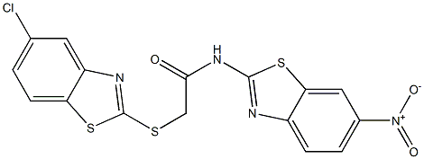 2-[(5-chloro-1,3-benzothiazol-2-yl)sulfanyl]-N-(6-nitro-1,3-benzothiazol-2-yl)acetamide Struktur