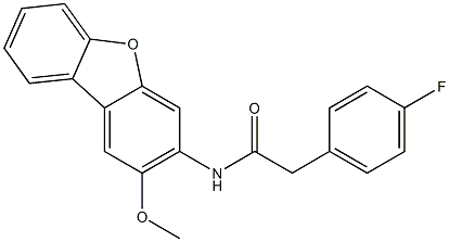 2-(4-fluorophenyl)-N-(2-methoxydibenzofuran-3-yl)acetamide Struktur