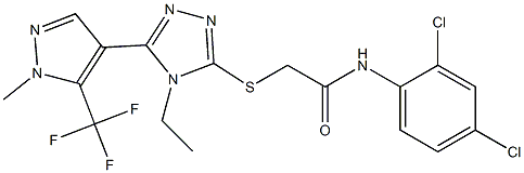 N-(2,4-dichlorophenyl)-2-[[4-ethyl-5-[1-methyl-5-(trifluoromethyl)pyrazol-4-yl]-1,2,4-triazol-3-yl]sulfanyl]acetamide Struktur