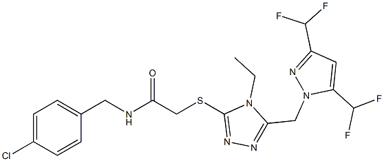 2-[[5-[[3,5-bis(difluoromethyl)pyrazol-1-yl]methyl]-4-ethyl-1,2,4-triazol-3-yl]sulfanyl]-N-[(4-chlorophenyl)methyl]acetamide Struktur