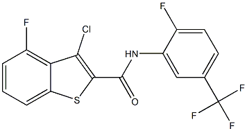 3-chloro-4-fluoro-N-[2-fluoro-5-(trifluoromethyl)phenyl]-1-benzothiophene-2-carboxamide Struktur