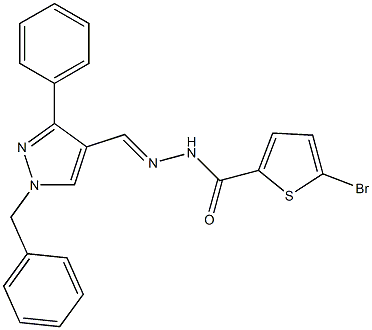 N-[(E)-(1-benzyl-3-phenylpyrazol-4-yl)methylideneamino]-5-bromothiophene-2-carboxamide Struktur