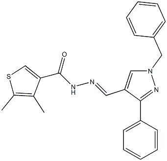 N-[(E)-(1-benzyl-3-phenylpyrazol-4-yl)methylideneamino]-4,5-dimethylthiophene-3-carboxamide Struktur