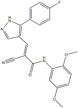 (E)-2-cyano-N-(2,5-dimethoxyphenyl)-3-[5-(4-fluorophenyl)-1H-pyrazol-4-yl]prop-2-enamide Struktur