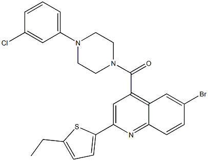 [6-bromo-2-(5-ethylthiophen-2-yl)quinolin-4-yl]-[4-(3-chlorophenyl)piperazin-1-yl]methanone Struktur