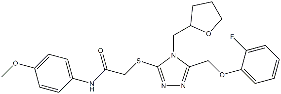 2-[[5-[(2-fluorophenoxy)methyl]-4-(oxolan-2-ylmethyl)-1,2,4-triazol-3-yl]sulfanyl]-N-(4-methoxyphenyl)acetamide Struktur