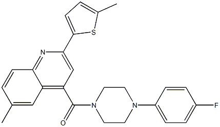 [4-(4-fluorophenyl)piperazin-1-yl]-[6-methyl-2-(5-methylthiophen-2-yl)quinolin-4-yl]methanone Struktur