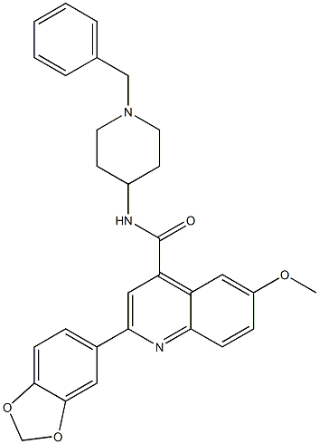 2-(1,3-benzodioxol-5-yl)-N-(1-benzylpiperidin-4-yl)-6-methoxyquinoline-4-carboxamide Struktur