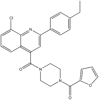 [4-[8-chloro-2-(4-ethylphenyl)quinoline-4-carbonyl]piperazin-1-yl]-(furan-2-yl)methanone Struktur