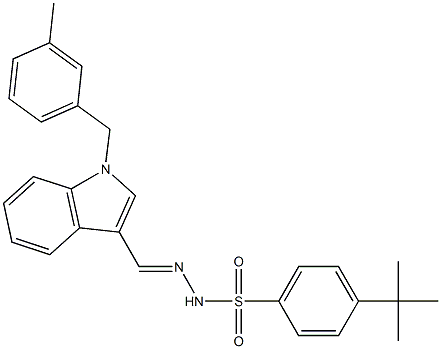 4-tert-butyl-N-[(E)-[1-[(3-methylphenyl)methyl]indol-3-yl]methylideneamino]benzenesulfonamide Struktur