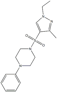 1-(1-ethyl-3-methylpyrazol-4-yl)sulfonyl-4-phenylpiperazine Struktur