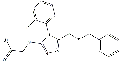 2-[[5-(benzylsulfanylmethyl)-4-(2-chlorophenyl)-1,2,4-triazol-3-yl]sulfanyl]acetamide Struktur