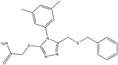 2-[[5-(benzylsulfanylmethyl)-4-(3,5-dimethylphenyl)-1,2,4-triazol-3-yl]sulfanyl]acetamide Struktur