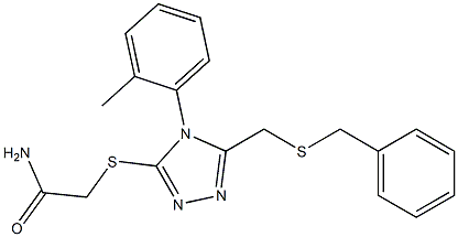 2-[[5-(benzylsulfanylmethyl)-4-(2-methylphenyl)-1,2,4-triazol-3-yl]sulfanyl]acetamide Struktur