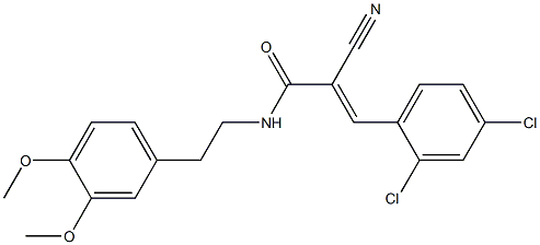 (E)-2-cyano-3-(2,4-dichlorophenyl)-N-[2-(3,4-dimethoxyphenyl)ethyl]prop-2-enamide Struktur