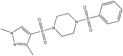 1-(benzenesulfonyl)-4-(1,3-dimethylpyrazol-4-yl)sulfonylpiperazine Struktur