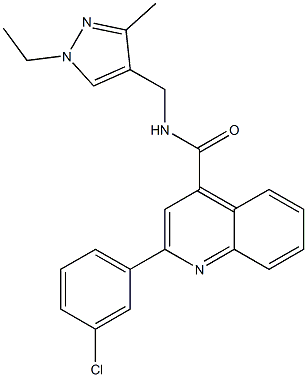 2-(3-chlorophenyl)-N-[(1-ethyl-3-methylpyrazol-4-yl)methyl]quinoline-4-carboxamide Struktur