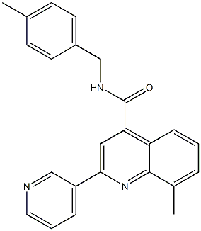 8-methyl-N-[(4-methylphenyl)methyl]-2-pyridin-3-ylquinoline-4-carboxamide Struktur