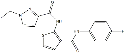 1-ethyl-N-[3-[(4-fluorophenyl)carbamoyl]thiophen-2-yl]pyrazole-3-carboxamide Struktur