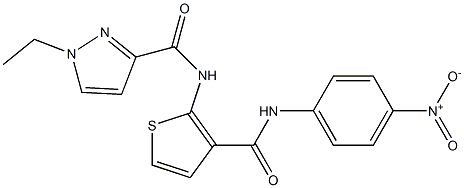 1-ethyl-N-[3-[(4-nitrophenyl)carbamoyl]thiophen-2-yl]pyrazole-3-carboxamide Struktur