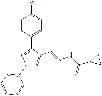 N-[(E)-[3-(4-chlorophenyl)-1-phenylpyrazol-4-yl]methylideneamino]cyclopropanecarboxamide Struktur