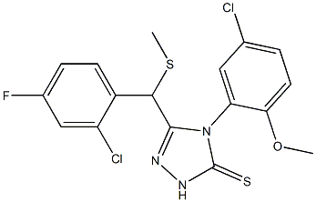 3-[(2-chloro-4-fluorophenyl)methylsulfanylmethyl]-4-(5-chloro-2-methoxyphenyl)-1H-1,2,4-triazole-5-thione Struktur