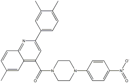 [2-(3,4-dimethylphenyl)-6-methylquinolin-4-yl]-[4-(4-nitrophenyl)piperazin-1-yl]methanone Struktur