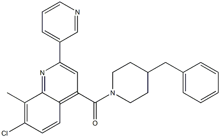 (4-benzylpiperidin-1-yl)-(7-chloro-8-methyl-2-pyridin-3-ylquinolin-4-yl)methanone Struktur