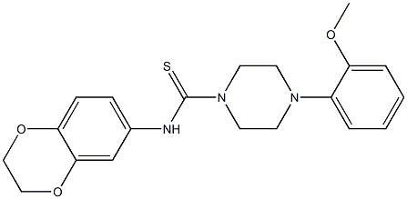 N-(2,3-dihydro-1,4-benzodioxin-6-yl)-4-(2-methoxyphenyl)piperazine-1-carbothioamide Struktur