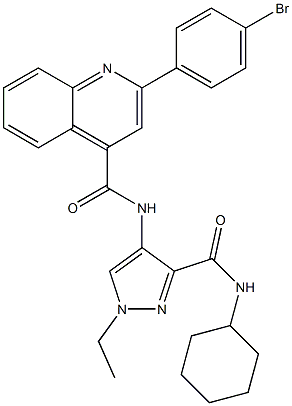 2-(4-bromophenyl)-N-[3-(cyclohexylcarbamoyl)-1-ethylpyrazol-4-yl]quinoline-4-carboxamide Struktur