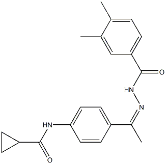 N-[(Z)-1-[4-(cyclopropanecarbonylamino)phenyl]ethylideneamino]-3,4-dimethylbenzamide Struktur